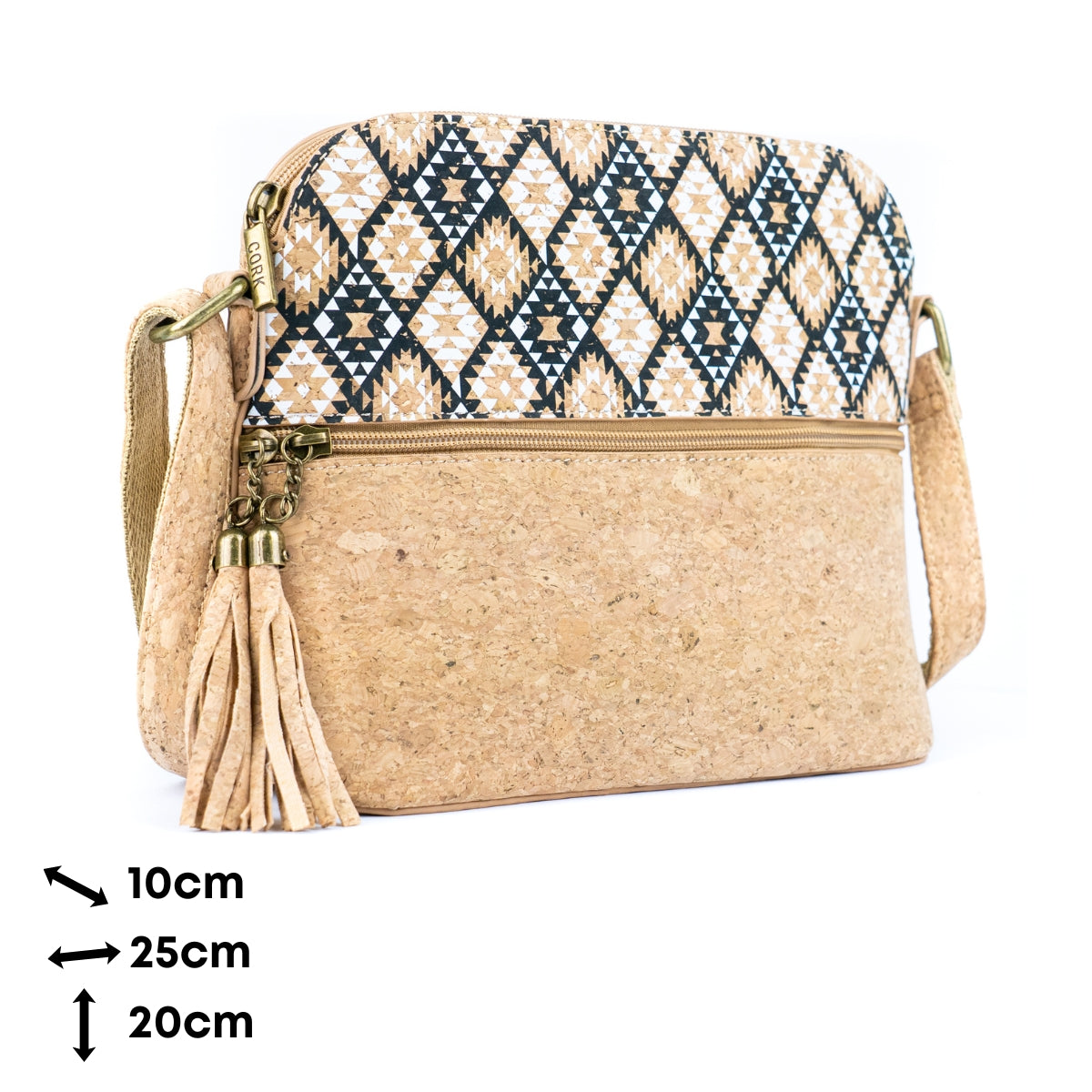 Tassel Zip Pocket Women's Natural Cork Crossbody Bag BAG-2218