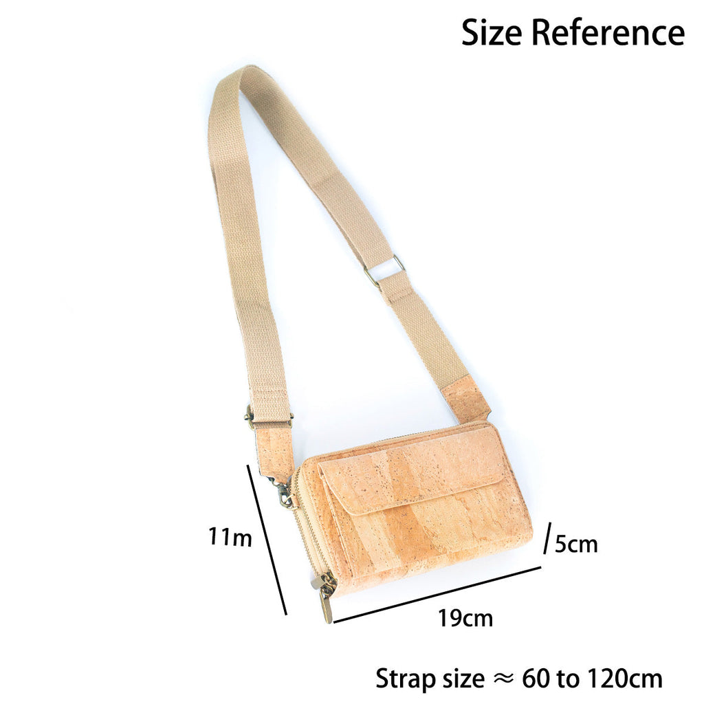 Bolso bandolera de corcho elegante con bolsillo delantero y monedero para teléfono móvil BAG-2271